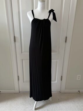 CAbi Black Tie-Shoulder Maxi Dress
